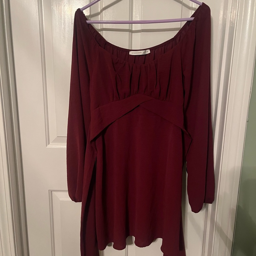 Altar'd State Burgundy Long Sleeve Dress